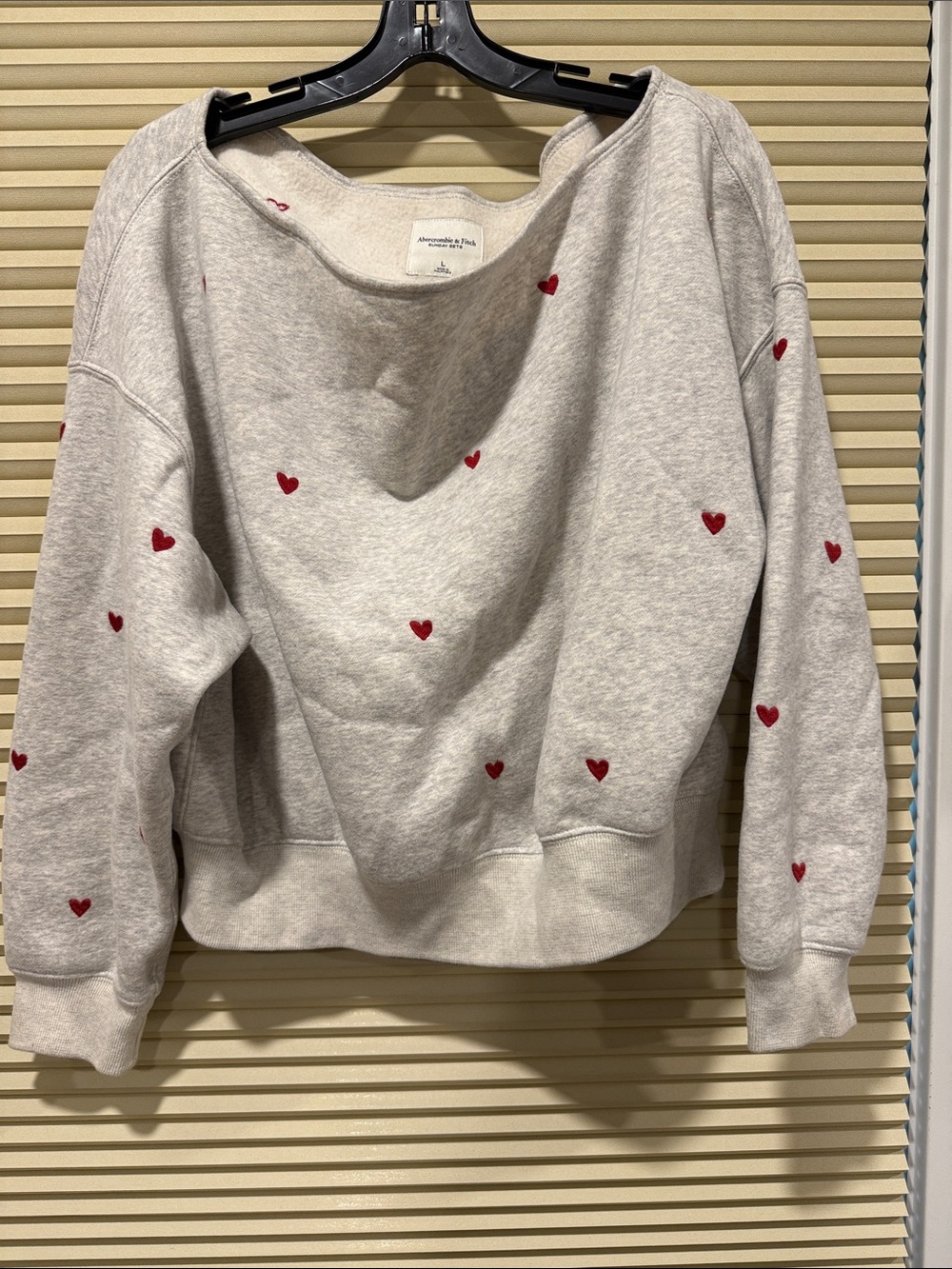 Abercrombie & Fitch Light Gray Sweatshirt with Red Heart Motif